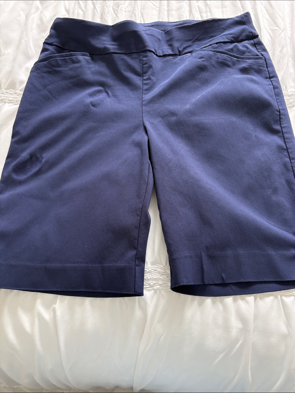 Chico's Deep Navy Stretch Pull-On Bermuda Shorts